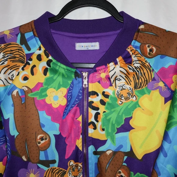 Little Party Dress Purple Animal Print Jacket. Size 12. NWOT. - Picture 4 of 13